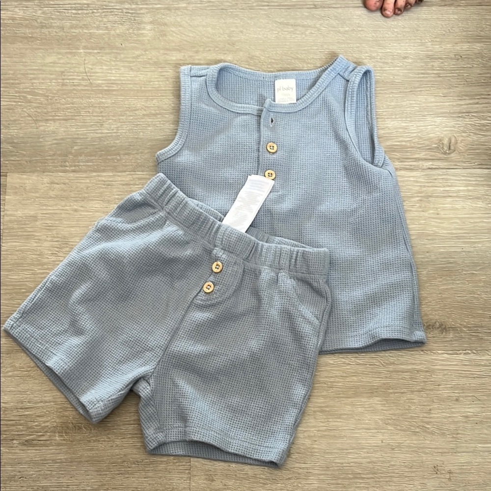 Blue Sleeveless Top and Shorts Set